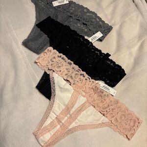 Adore Me Lace Trim Panty Set - Black, Gray, Pink 0X